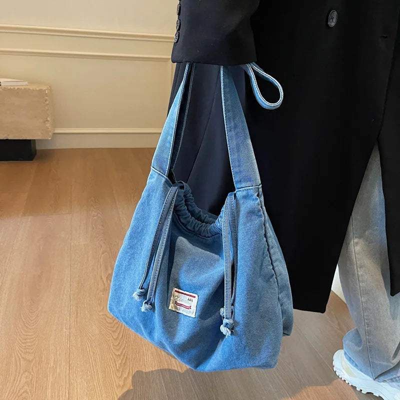 New denim dumpling bag, women's crossbody bag, simple and versatile small shoulder bag for class commuting