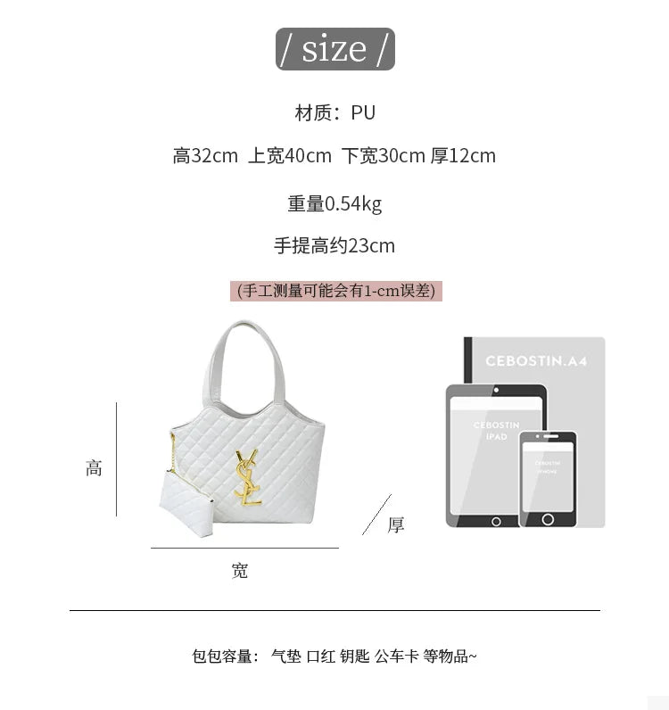 2025 New Women's Tote Bag Diamond Quilted Mother Daughter Purse, Retro Handheld Shoulder Bag, Spacious & Stylish, Casual/Office