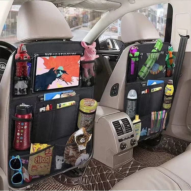 Car Seat Storage Organizer Multifunctional Oxford Fabric Car Back Multi Pocket Storage Bag with Touch Screen Tablet Holder