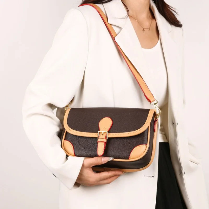 2025 New Women's Monogram Color Block Flap Bag, Vintage Square Crossbody Purse, Retro Chic Shoulder Bag, Versatile Fashionable