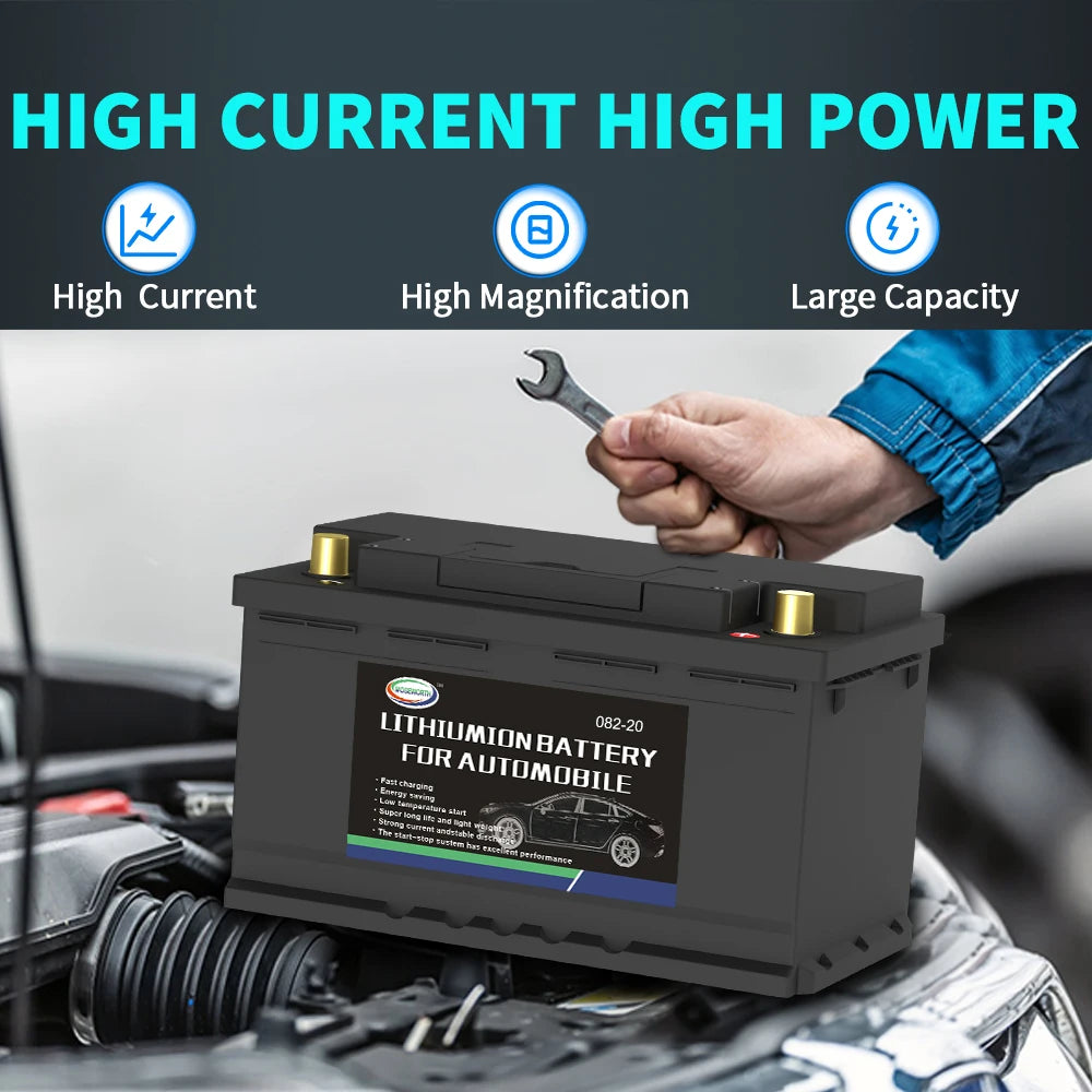 LiFePO4 Car Battery Built in BMS 70Ah 82Ah 100Ah 120Ah CCA 1300 1600 1900 2300A Car Jump Starter Lithium Iron Battery for RV Van