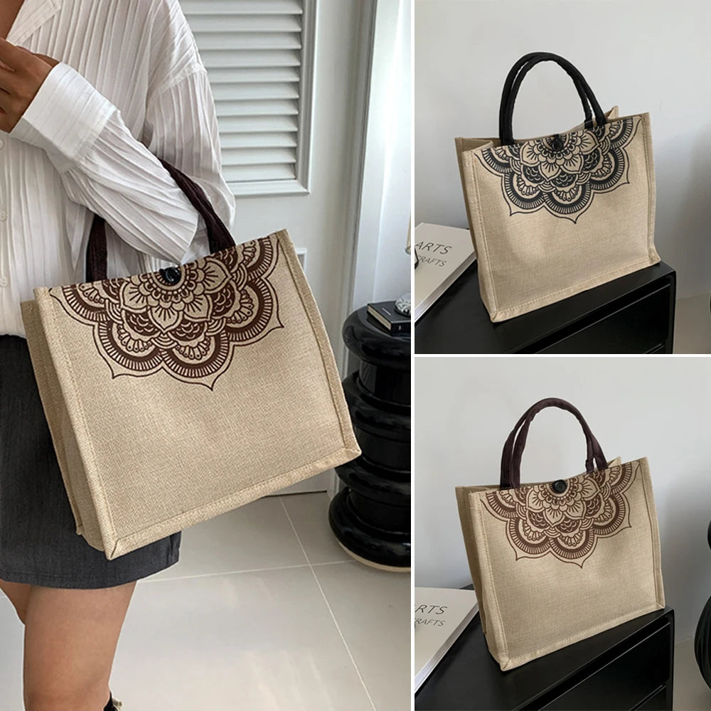 Canvas Handbags For Women Fashion Tote Beach Bags Reusable Shopping Bags Casual Large Capacity Designer Shoulder Pouch Bags