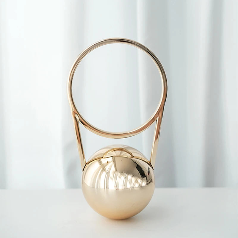 Brand Evening Bag With Ball Handle Mini Pvc Luxury Shoulder Bag Electroplated Bowling Purse Women Round Ball Handbag Armpit Bag