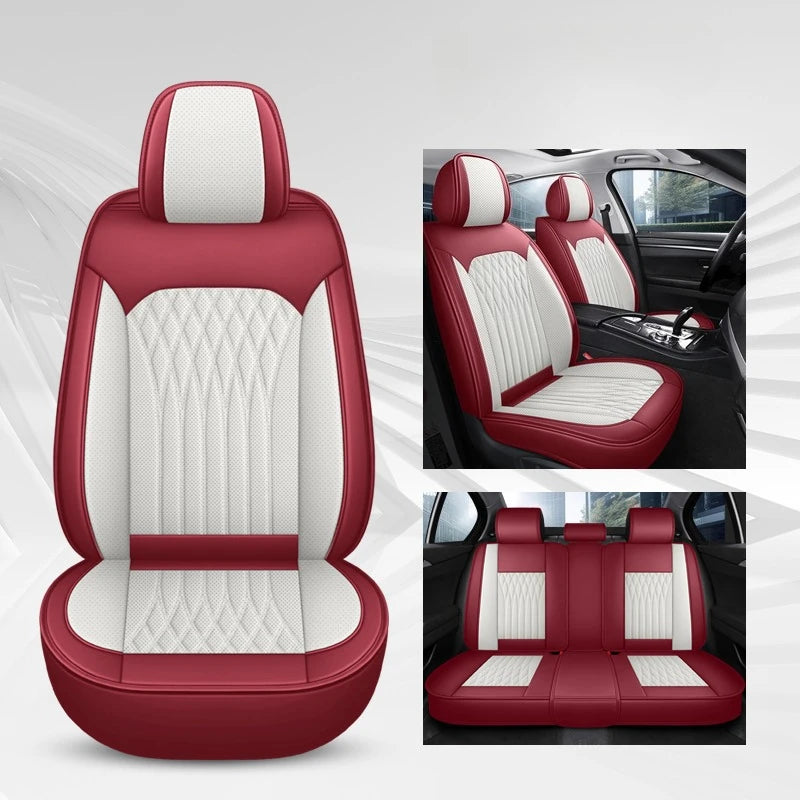 Full Set Car Seat Covers  Full-Wrap Design, Breathable Perforated PU Leather, Universal Fit for Most Sedans, Trucks & SUVs