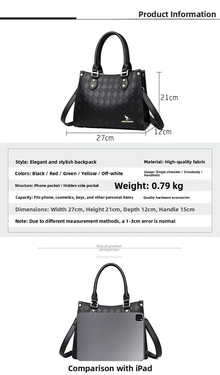 Fashionable Large Women's Handbag Shoulder Bag Crossbody Bag for Middle-Aged Mothers PU Material Boston Bag Style Summer Hot...