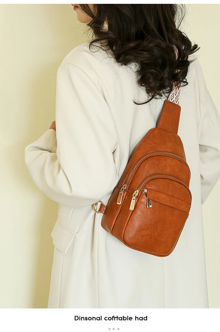 Sling Bag For Women Men Backpack Fanny Pack Crossbody Purse Chest Travel Shoulder Belt Bags Purse Handbag PU Leather Anti Theft