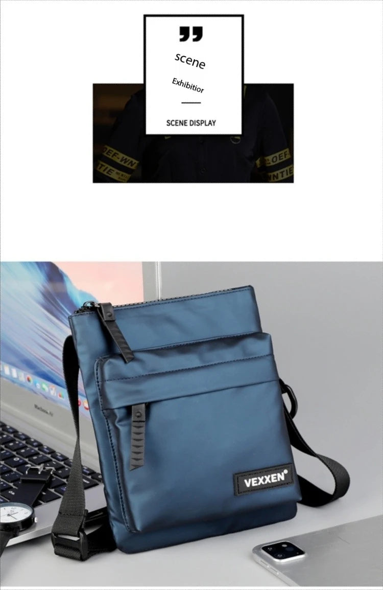 Messenger Sling Bags For Men Casual PU Leather Zipper Crossbody Pouch Simple Mini Crossbody Phone Bag Male Side Shoulder Bag