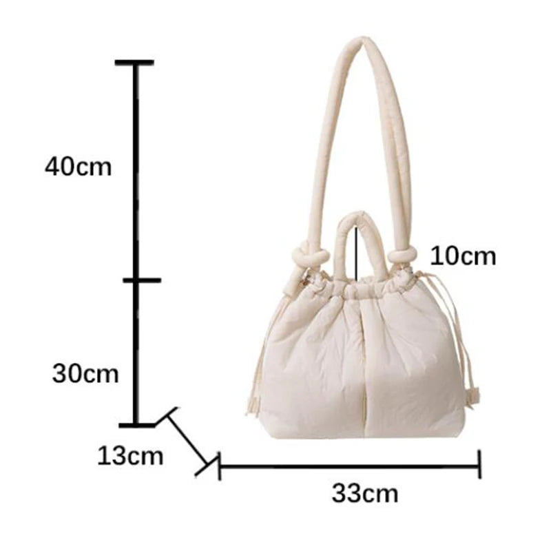 Fashion Casual Large Capacity Puffer Tote Bag Designer Padded Nylon Women Shoulder Bags Handbags Knotted Strap Crossbody Bags
