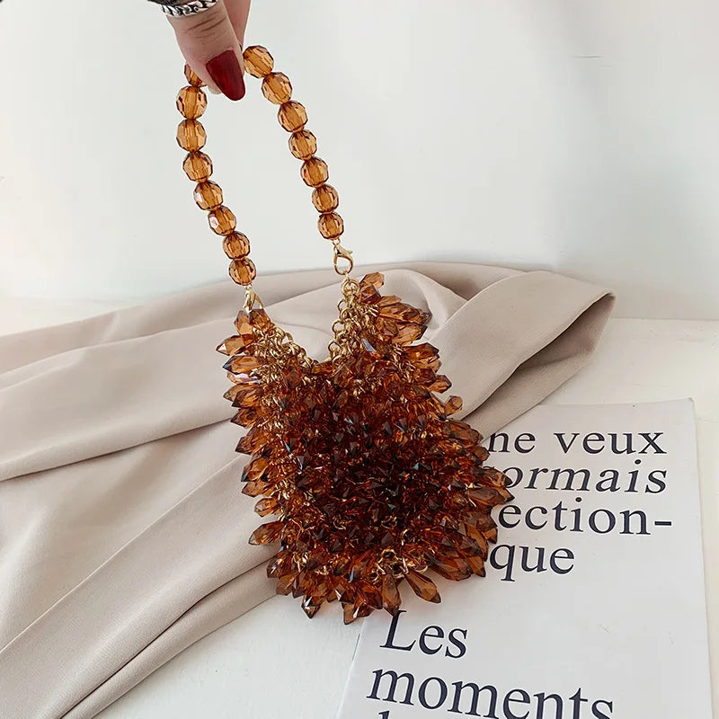 Evening Clutch Bags 2020 New Beaded Small Purses Women's Wallet Trendy Texture Transparent One-shoulder Messenger Bag Handmade