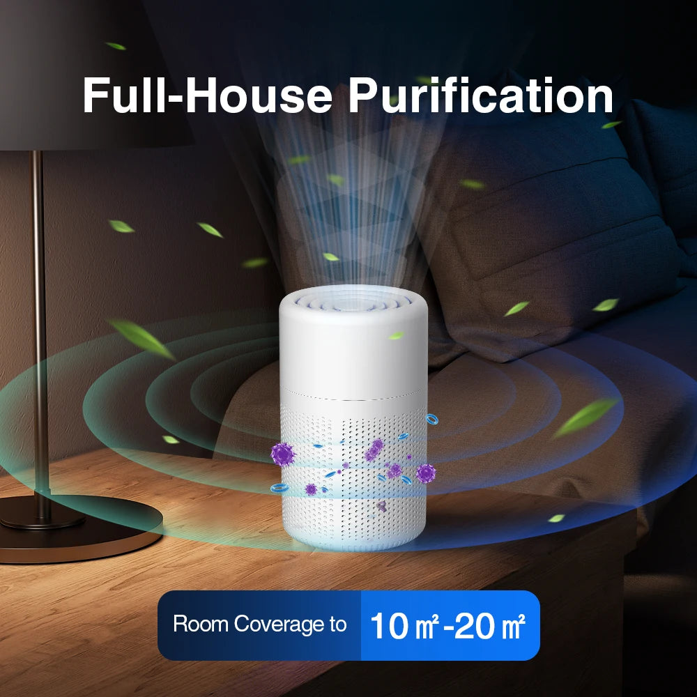 Mini Air Purifier With Activated Carbon Home HEPA Filter Deodorizer Smoke Odor Removal Negative Ion Generator Car Air Freshener