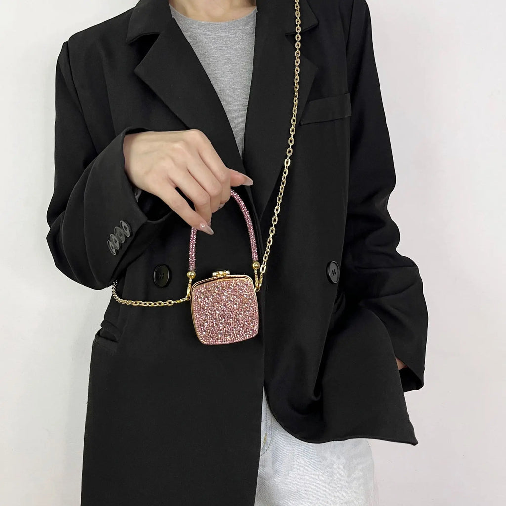 Banquet Bag for Women High-quality Acrylic Shoulder Bag with Mirror Designer Full Diamond Mini Crossbody Bag Cute Lipstick Bag