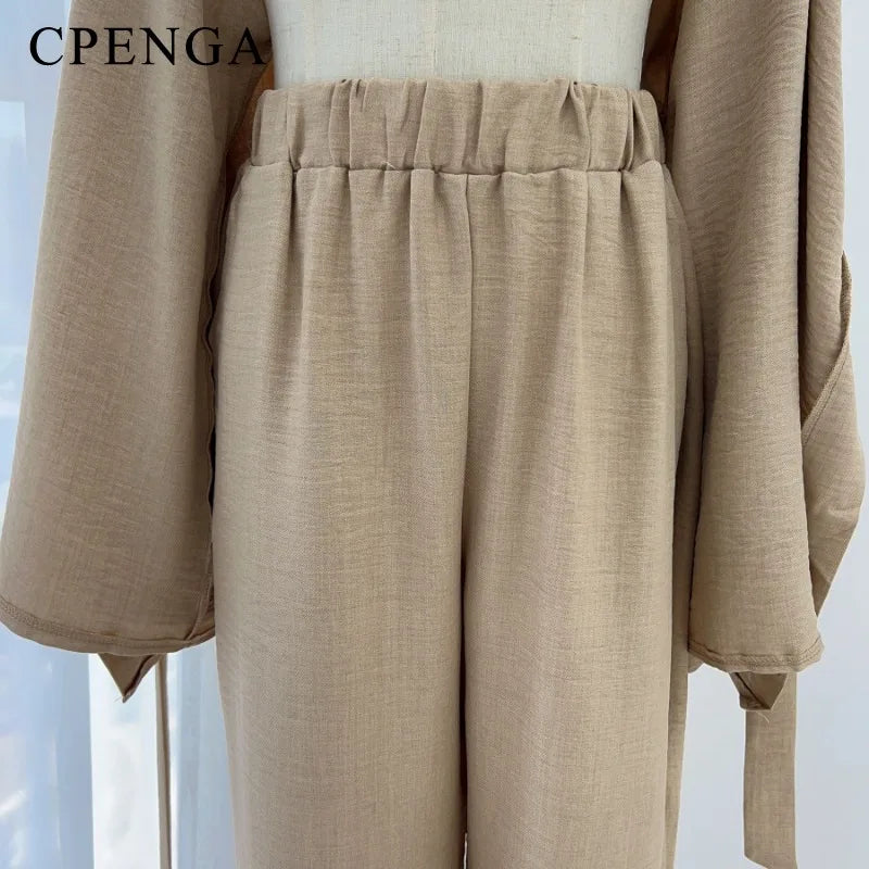 2 Piece Dubai Muslim Women Clothing Elegant Middle East Modest Top and Pants Sets 2024 Islamic Turkish Clothes Solid Outfits