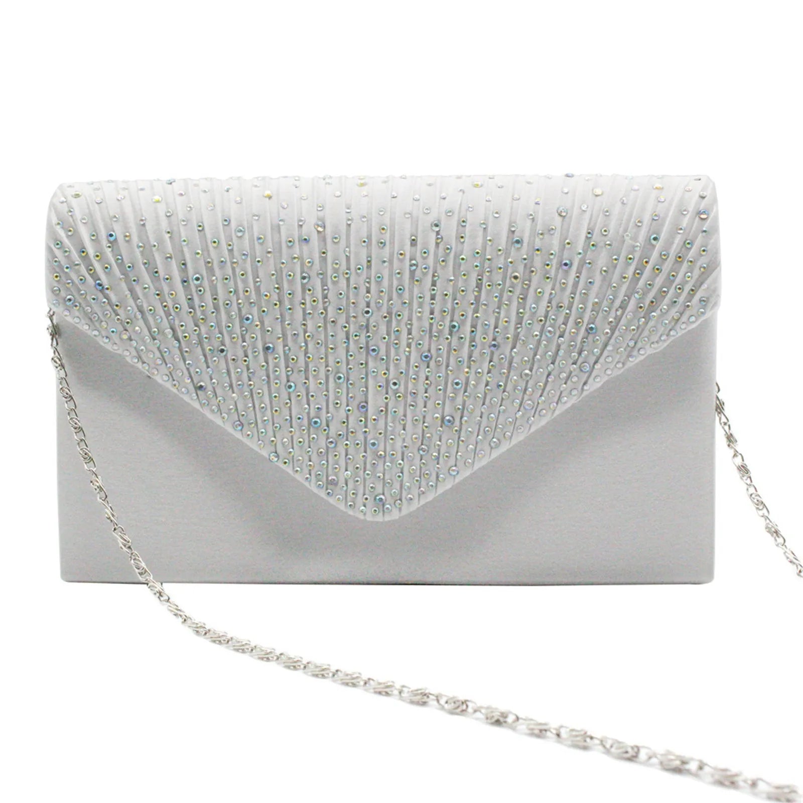 Women's  Luxury Silk Evening Clutch Bag - Elegant Women’s Prom/Wedding Handbag with Detachable Chain Strap & Secure Closure