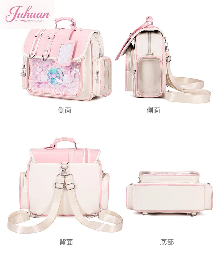 Original Ltabag Backpack Large Food Pain Window Two-dimensional Single Shoulder Messenger Bag Sweet College Schoolbag for Women