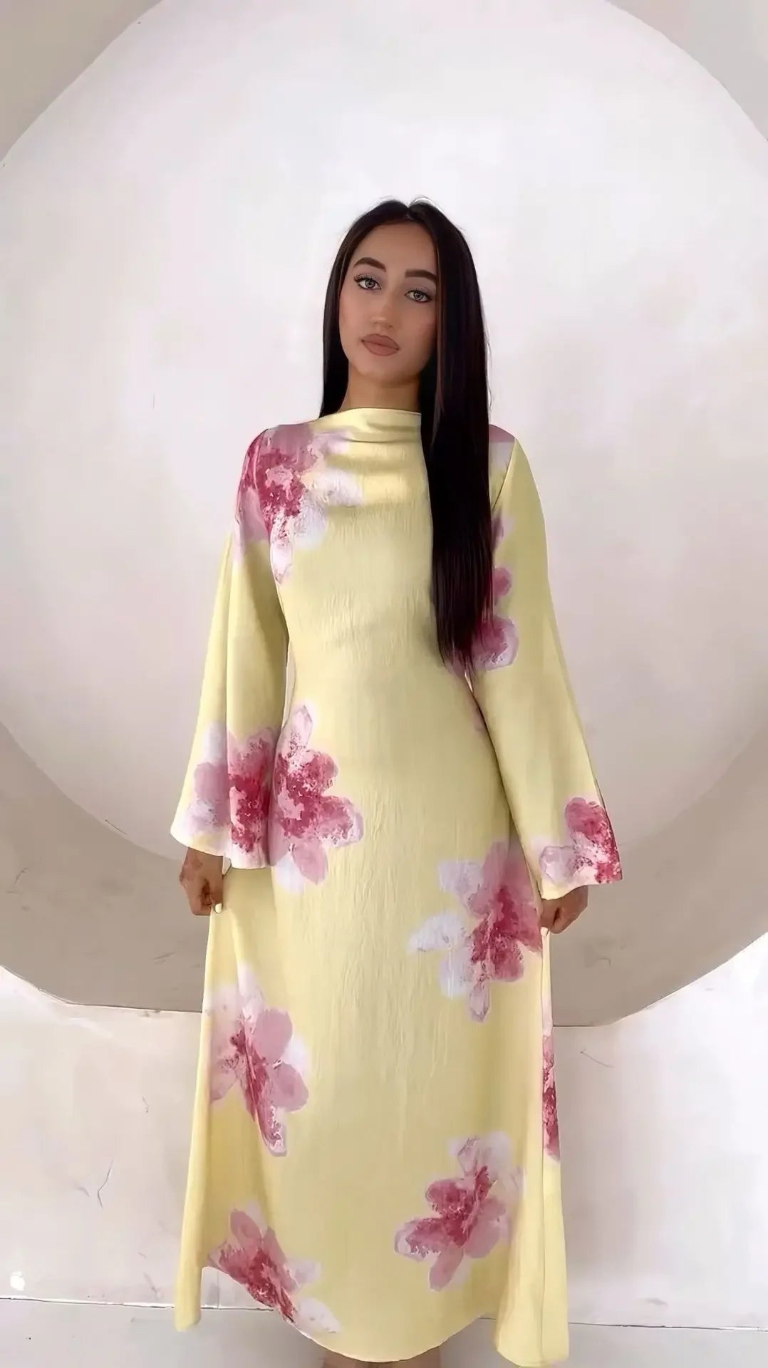 Elegant Floral Print Abaya Dress for Muslim Women Modest Full-Length Ankle-Grazing Maxi Robe 2025 Summer Islamic Turkey Outfit