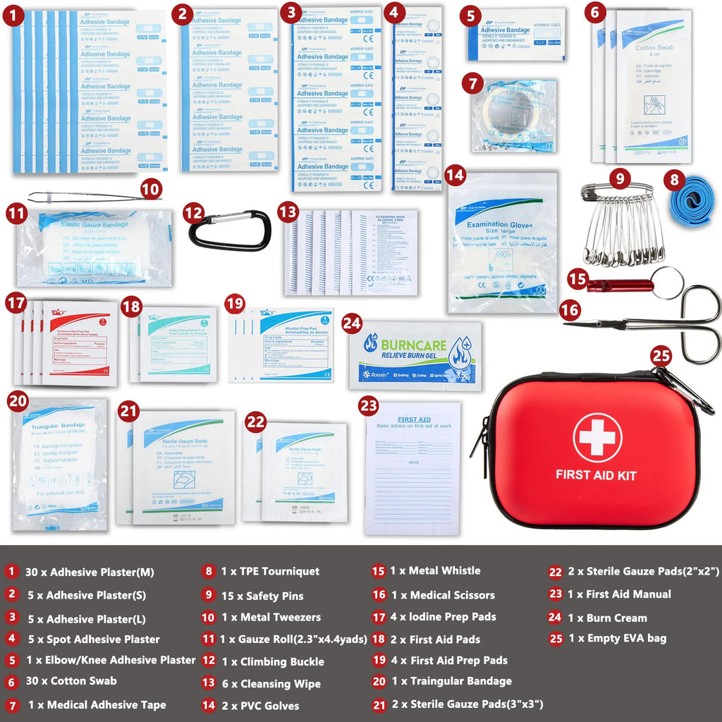 Mini First Aid Kit - 120 Piece Small Waterproof Hard Shell Medical Kit for Car, Home, Office, Travel, Camping, Sports, Outdoor