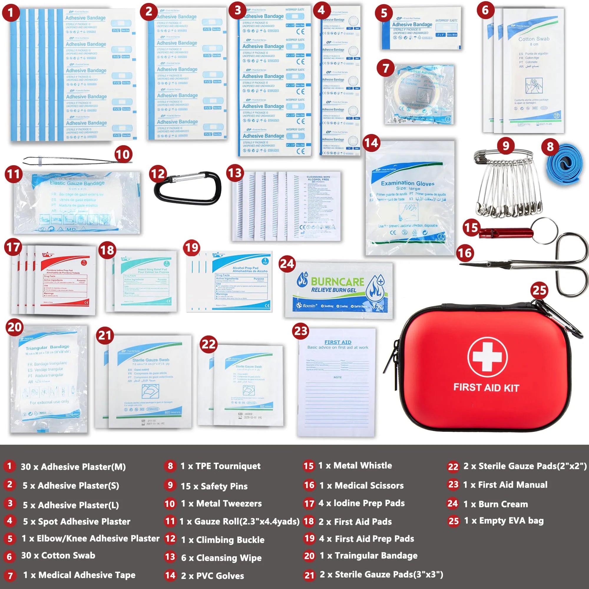Mini First Aid Kit - 120 Piece Small Waterproof Hard Shell Medical Kit for Car, Home, Office, Travel, Camping, Sports, Outdoor