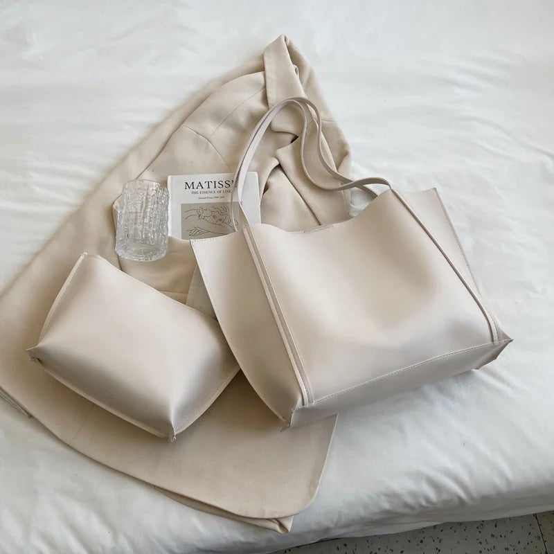 Large Capacity Shoulder Bag Trendy Pu Leather Tote Bags Solid Color Ladies Handbag Women's Fashion Underarm bags