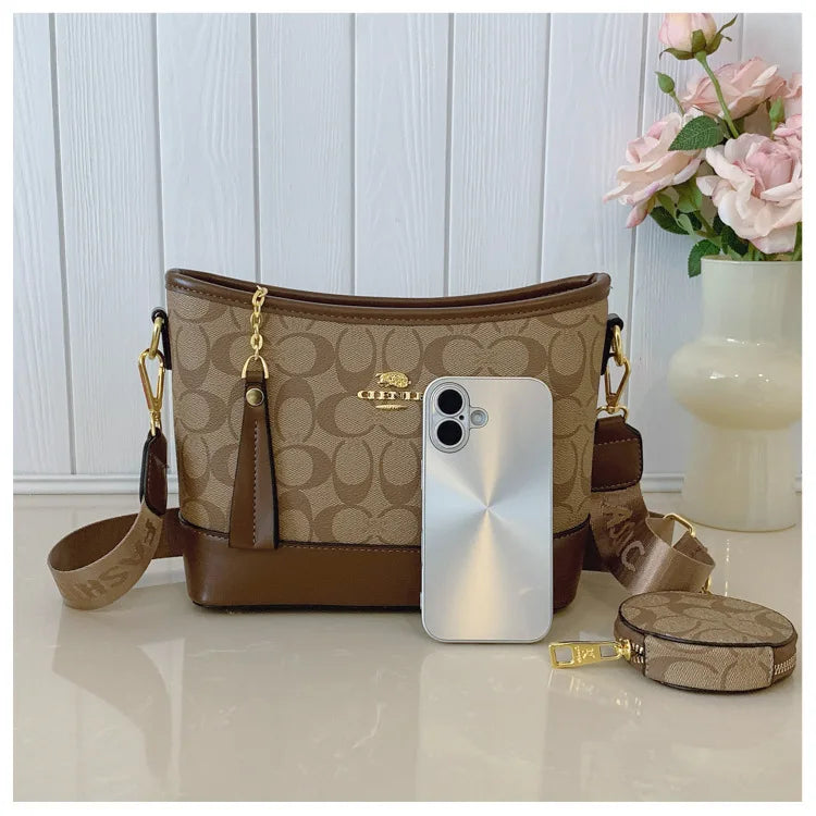 Luxury Women Bag Designer New Fashion French Vintage Shoulder Bag Print Crossbody Bucket Purse Premium Quality