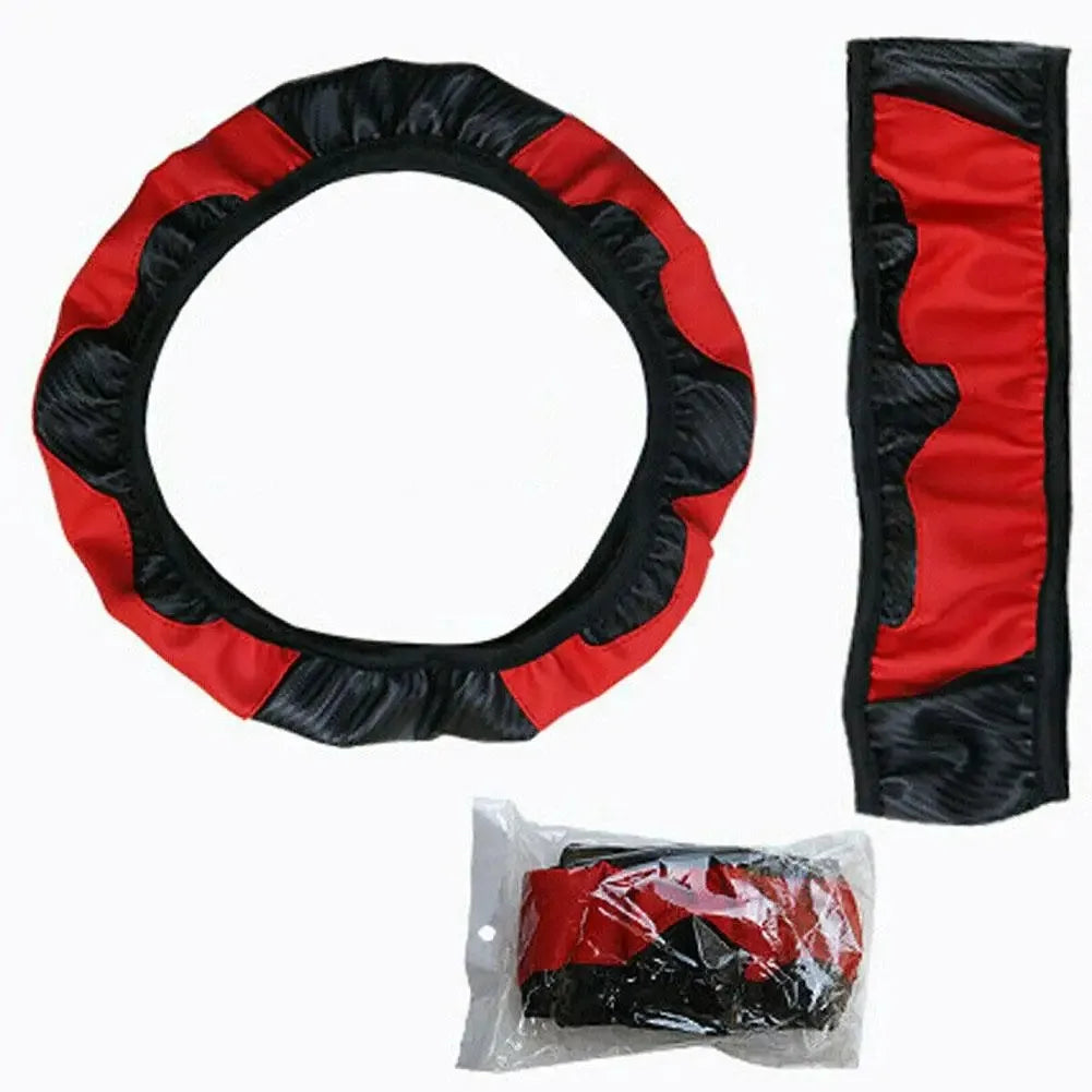 Car Steering Wheel Cover Breathable Anti Slip PU Leather Steering Covers Suitable 37-38.5cm Auto Decoration Carbon Fiber