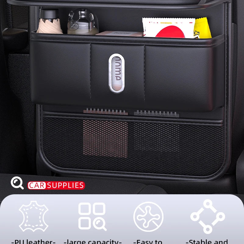Car Seat Back Organizer for Kids with Foldable Tray Multi-Pocket Storage Bag Wear-Resistant Anti-Kick Pad Backseat Organization