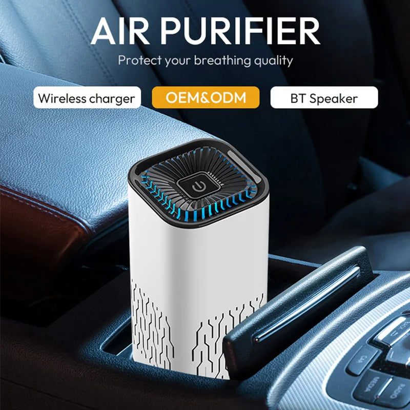 MINI Car HEPA Air Purifier Remove Smoke Odor Formaldehyde Negative Ion Air Cleaner for Car Bedroom Aromatherapy Purification New