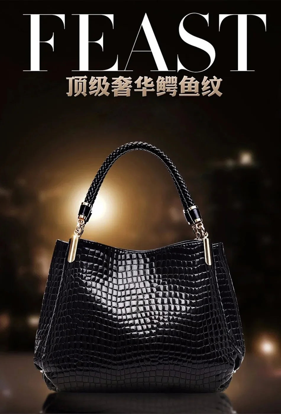 Luxury Ladies Hand Bags Purse Fashion Shoulder Bags Bolsa Sac Crocodile Famous Designer Brand Bags Women Leather Handbags