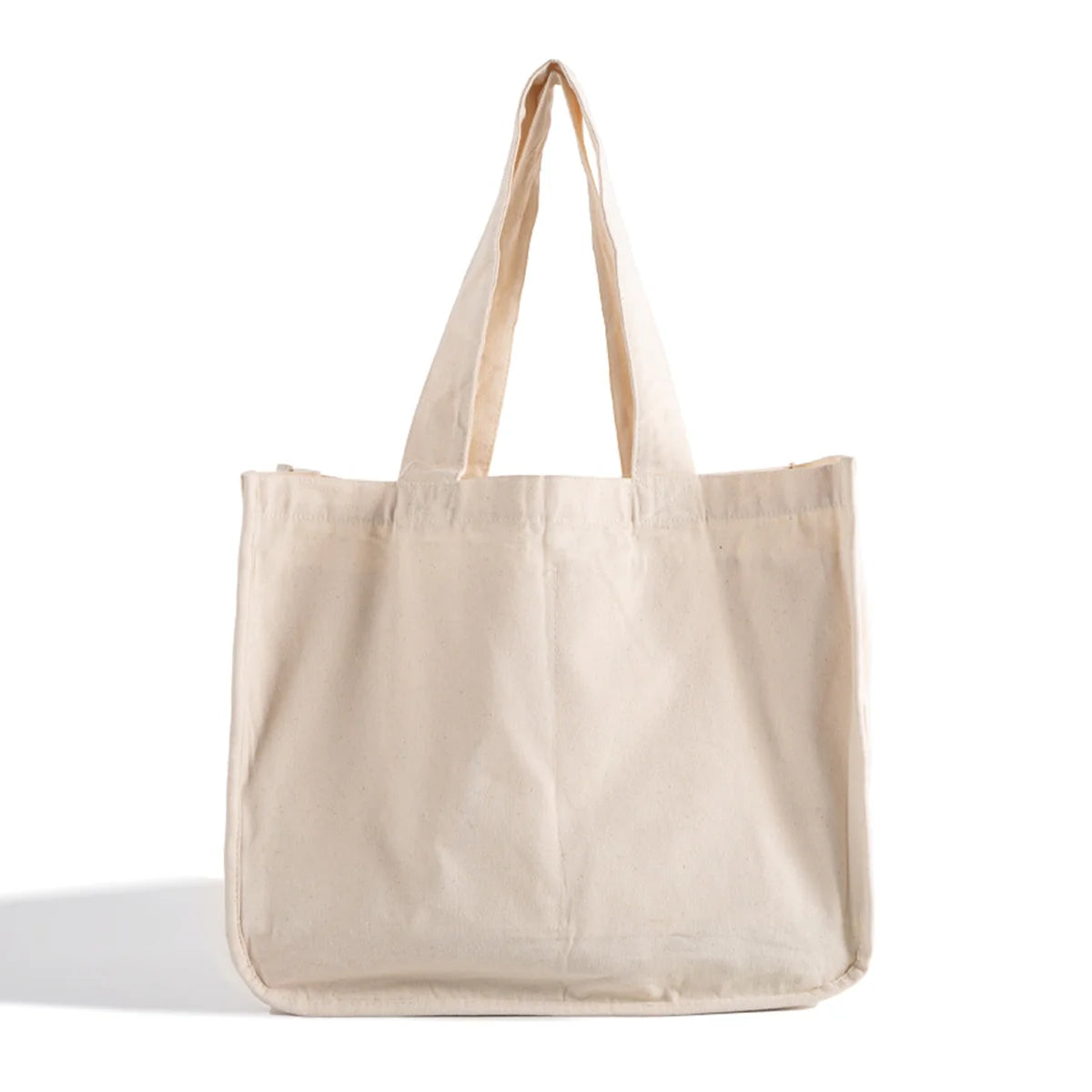 Canvas Grocery Bag, Grocery Tote Bag with 6 inner Pockets, Washable Foldable Reusable Canvas Shopping Bags, Beach Picnic Bags