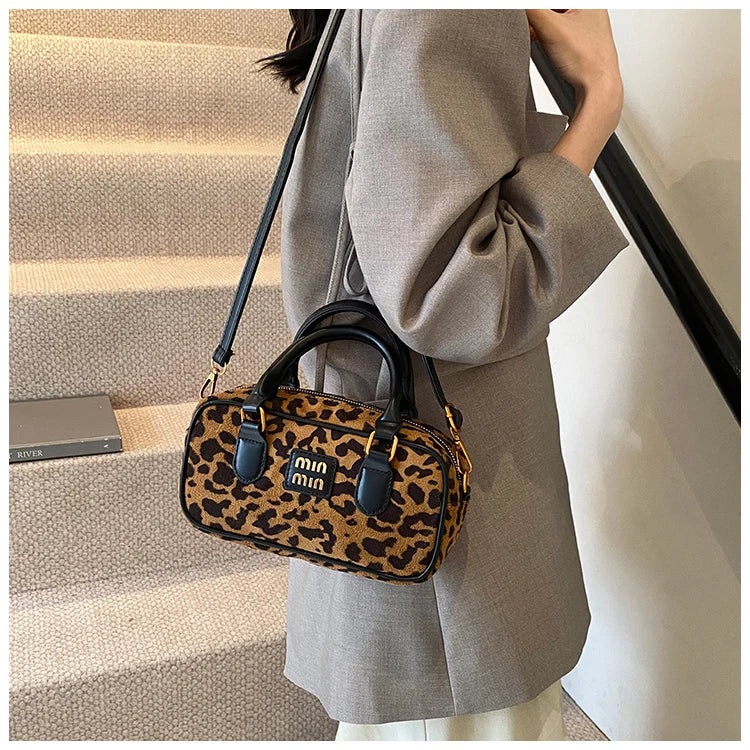 Luxury Brand Women Bag 2024 Winter Handbag Phone Purse Fashion Hobo Bag Satchel Retro Leopard Print Lady Shoulder Crossbody Bags