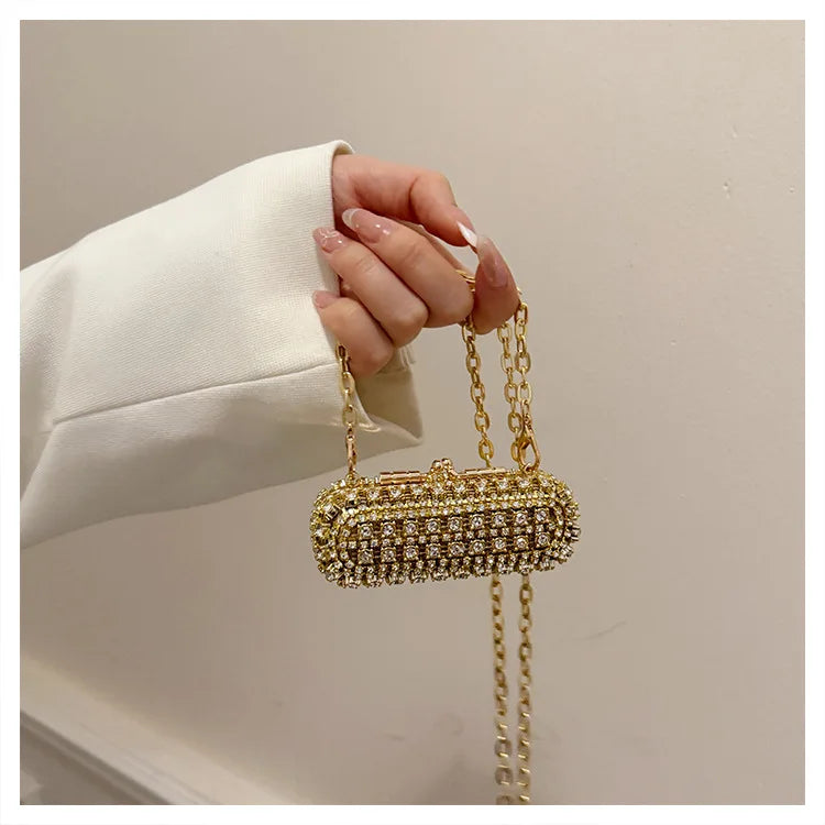Mini Evening Bags for Women 2025 New Fashion Diamonds Shoulder Bag Ladies Luxury Cute Chain Party Lipstick Crossbody Bag Woman