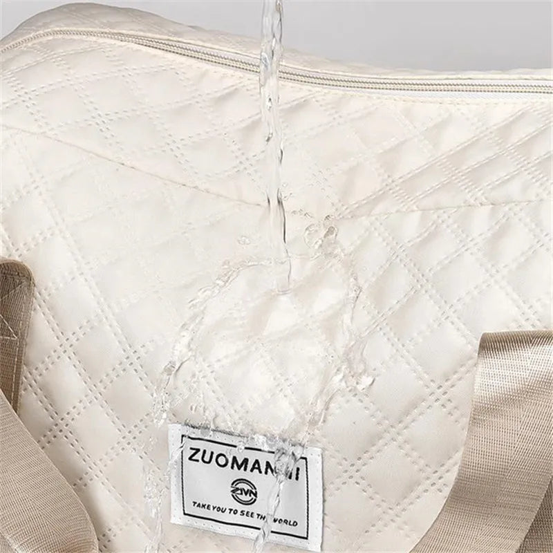 Luxury Duffel Bag, Large Capacity Handbag Shoulder & Crossbody Tote Bag With Dry Wet Separation Dual Side Pockets For Travel Gym