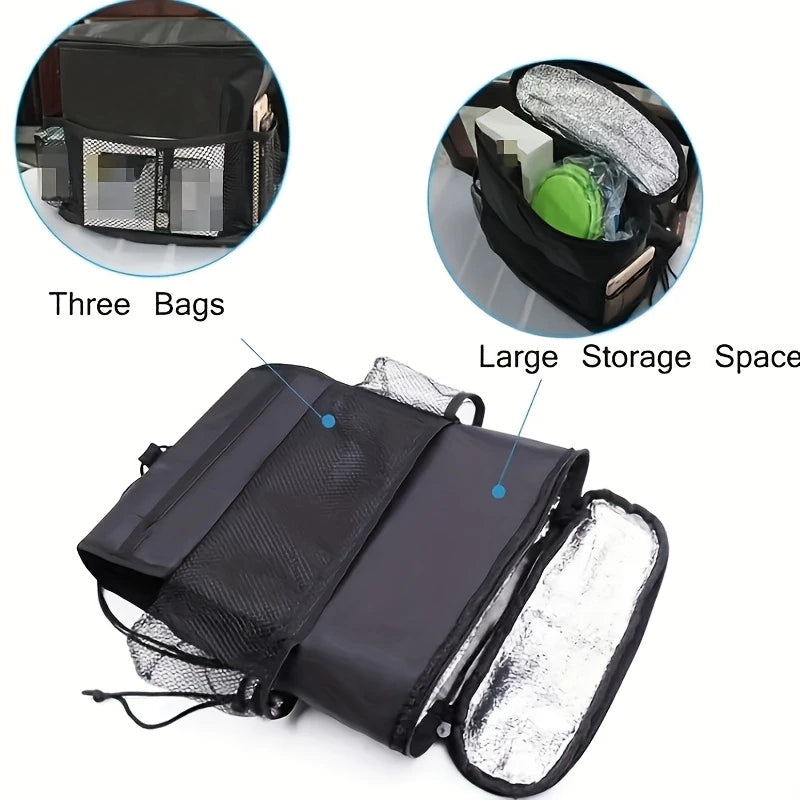 Car Seat Organizer Seat Back OrganizerMulti-PocketTravel Insulated Drink Holder Cooler Mesh Pocket Storage Bag Heat Preservation