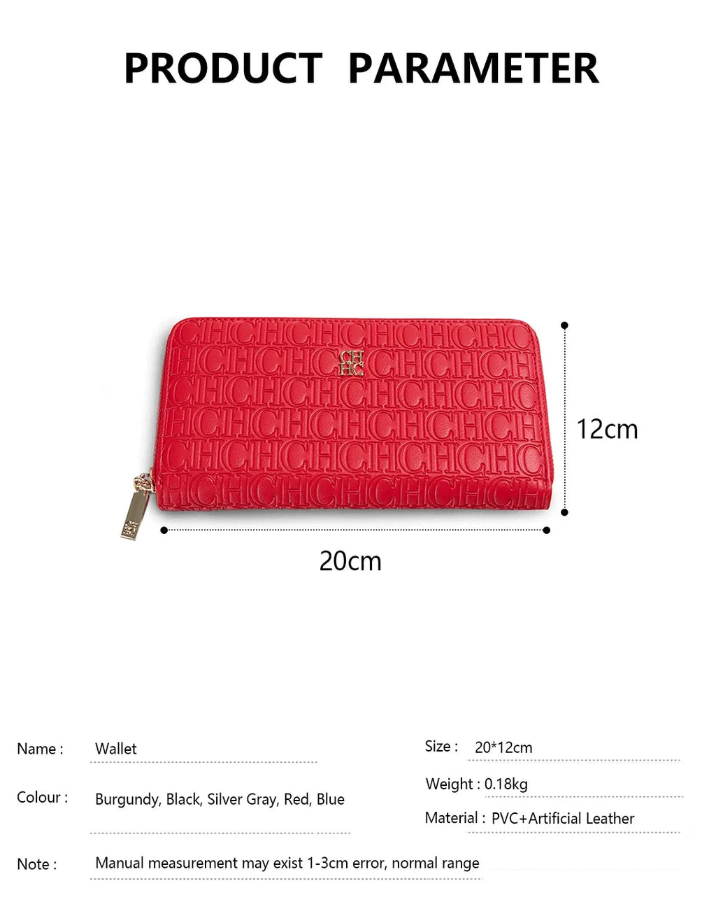 CH Women's Solid Colour Long Wallet Niche Design Fashion Simple Large Capacity Bag Luxury Temperament Vintage Classic Wallet