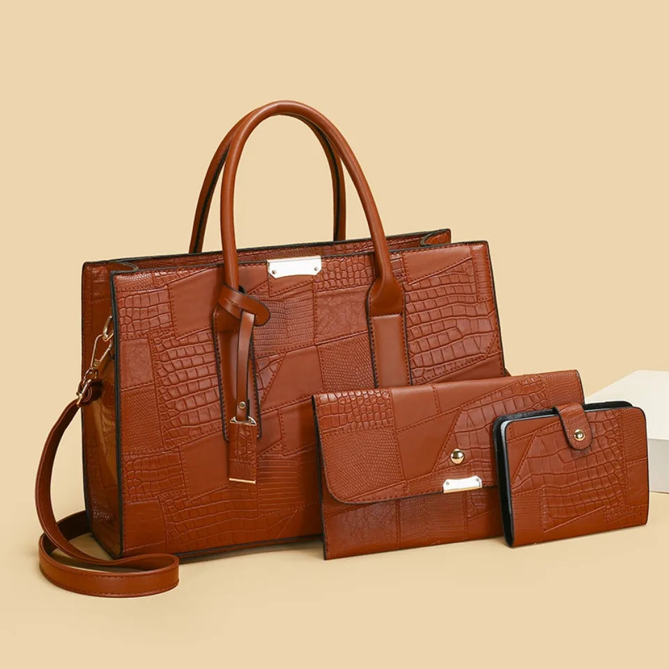 Large Capacity Shopping Bag for Daily Commuting Hand Bags Luxury Shoulder Bags Splicing Pu Leather Handbags Caual Tote New Sac