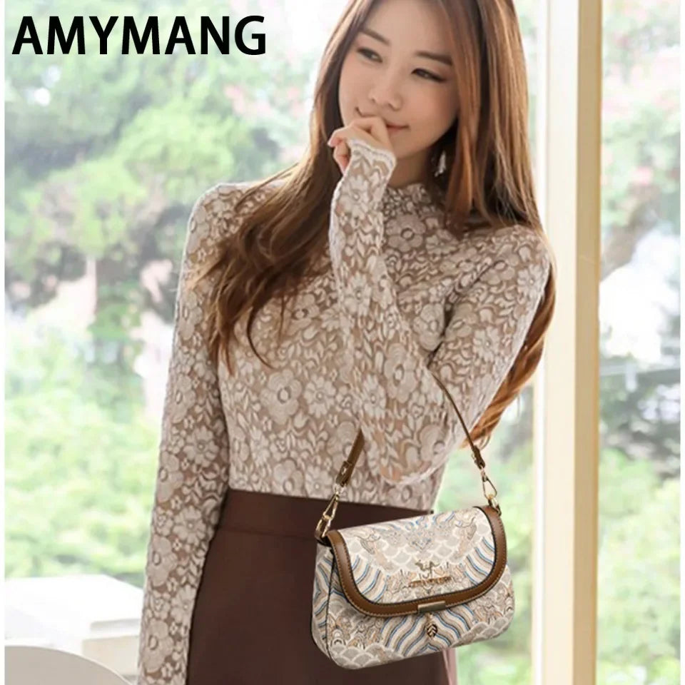 Luxury Designer Trend Embroidered Women's Shoulder Bag High Quality Soft Leather Women Crossbody Bags Female Handbag Sac A Main