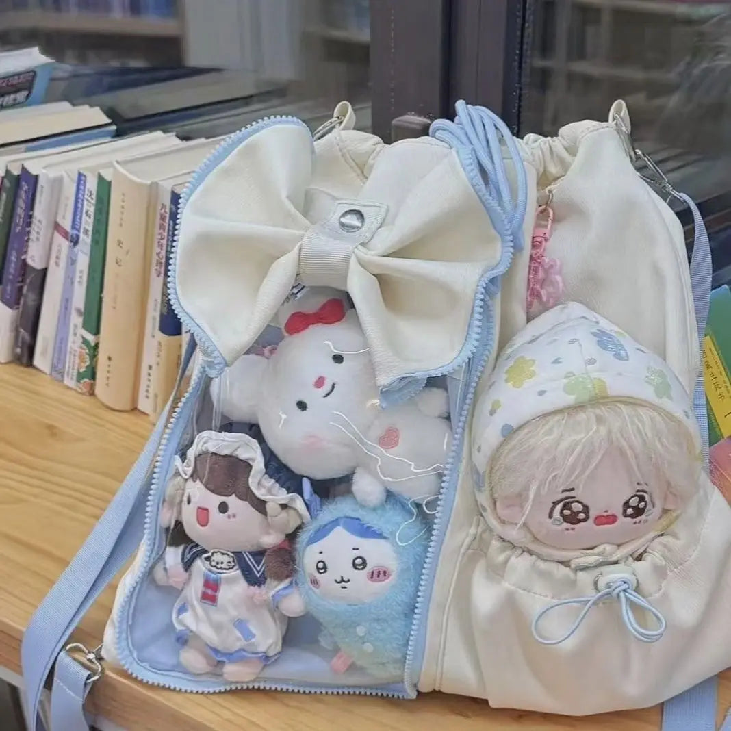 Drawstring Doll Bag Itabag 20cm Cotton Doll Wide Shoulder Strap Large Capacity Backpack Crossbody Bag Cute College Backpack