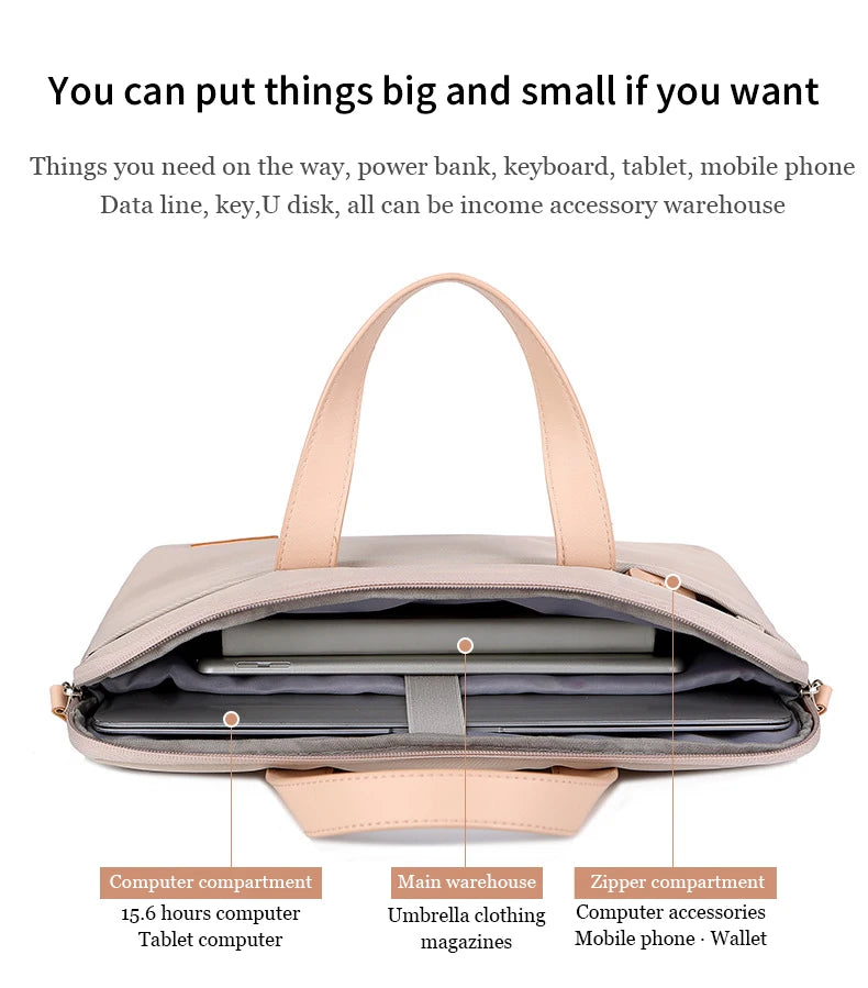 Lightweight Laptop Bag Portable Women Business Shoulder Messenger Bag  14/15 Inch Handbag Waterproof Storage Bags Briefcases
