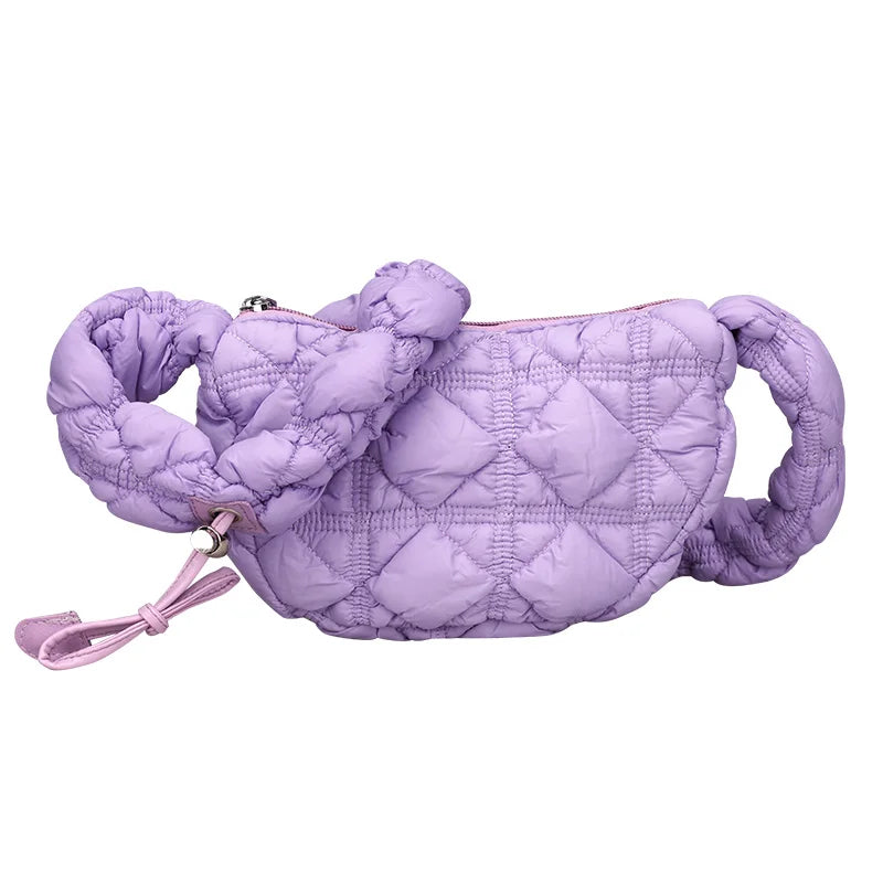 Crossbody Bag for Women Drawstring Strap Hobo Bag Puffer Zipper Underarm Bag Clutch Purse for Travel Shopping