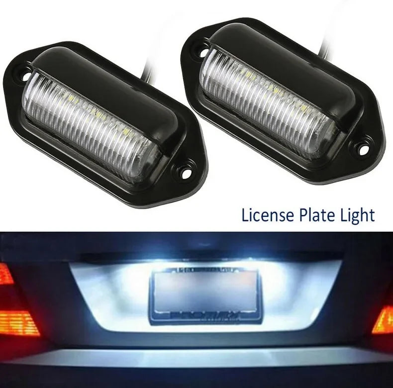 6 LED Car License Number Plate Lights Waterproof 12-24V Universal Truck RV Trailer Tail License Plate White Side Lamp Bulbs