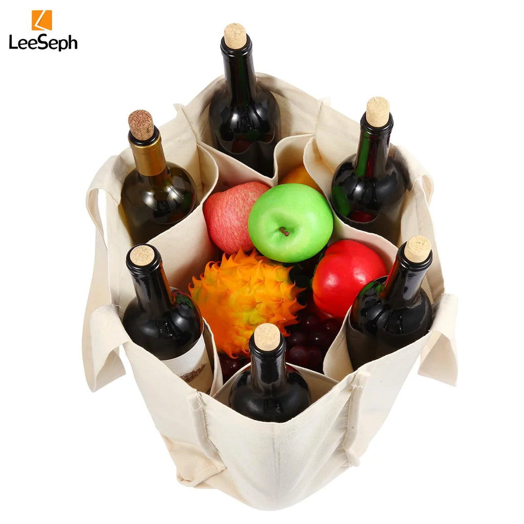 Canvas Grocery Bag, Grocery Tote Bag with 6 inner Pockets, Washable Foldable Reusable Canvas Shopping Bags, Beach Picnic Bags