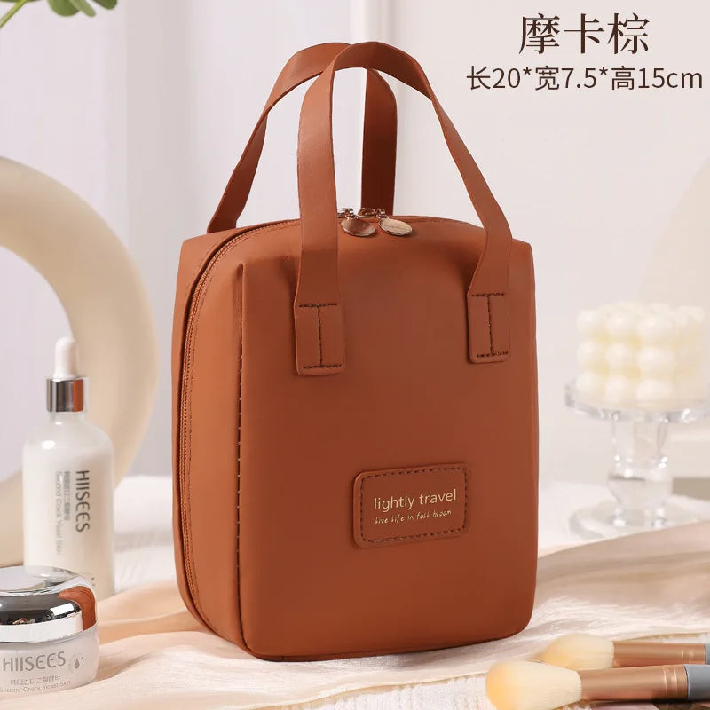PU Cosmetic Bag Large Capacity Portable Handbag Waterproof Travel Makeup Bag Portable Toiletries Organizer Bathroom Storage Case
