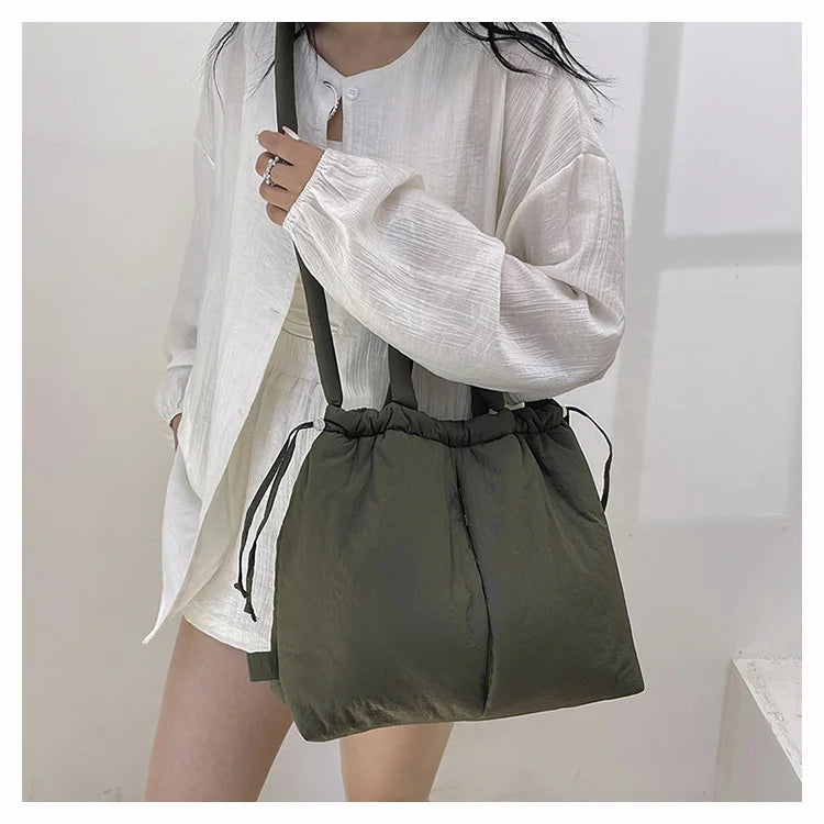Women Shoulder Crossbody Bags Casual Nylon Padded Tote Bag Designer Soft Puffer Simple Vintage Large Capacity Handbags