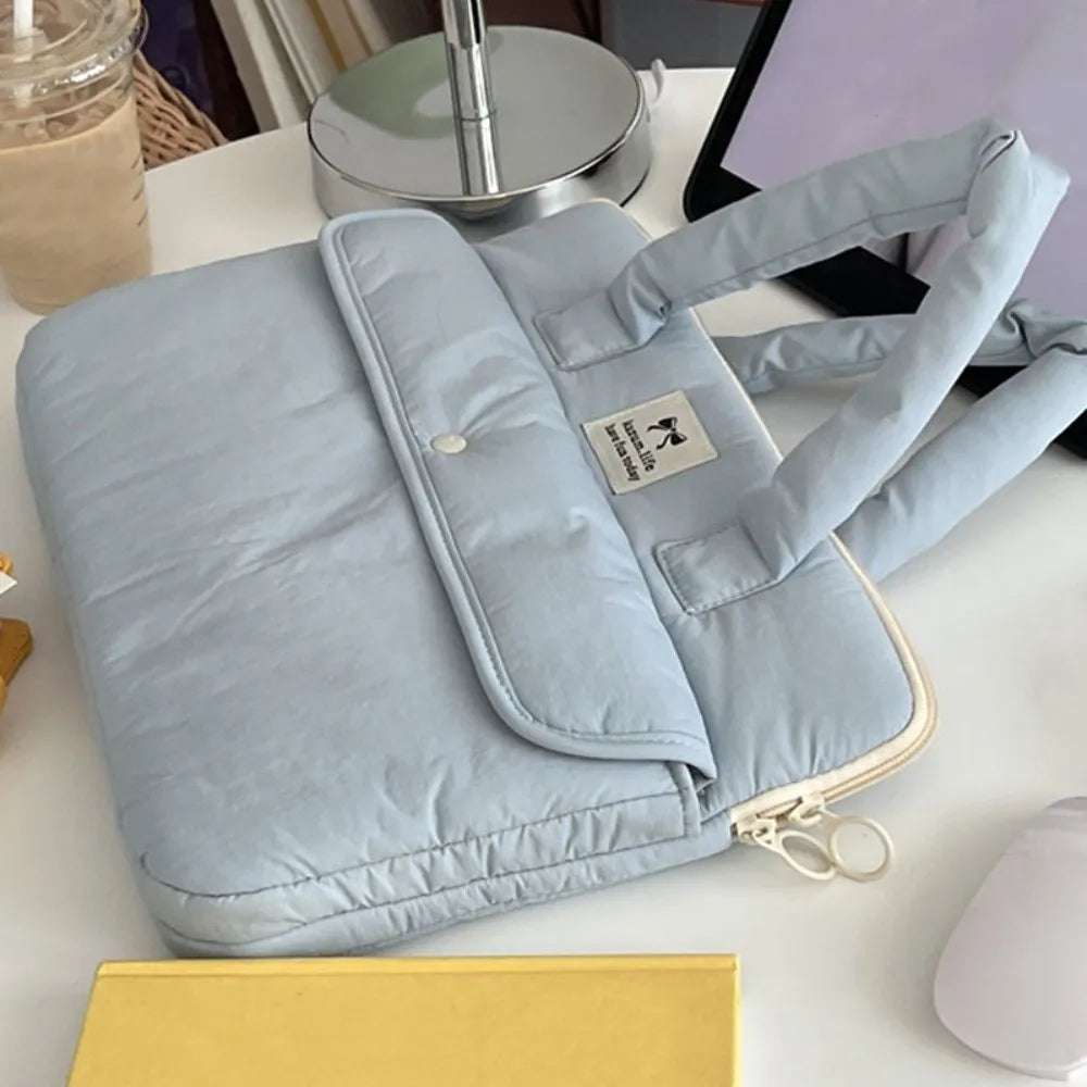 Simple 15.6inch Portable Laptop Bags Bow with Handle Laptop Case Soft Material Cute Notebook Sleeve Women's Bag