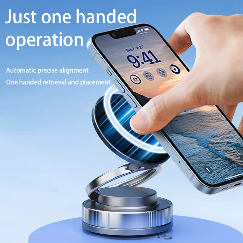 Magnetic Car Phone Mount with Adjustable 360° Rotation - Strong Suction Hands-Free Holder for Safe Driving Daily Commute