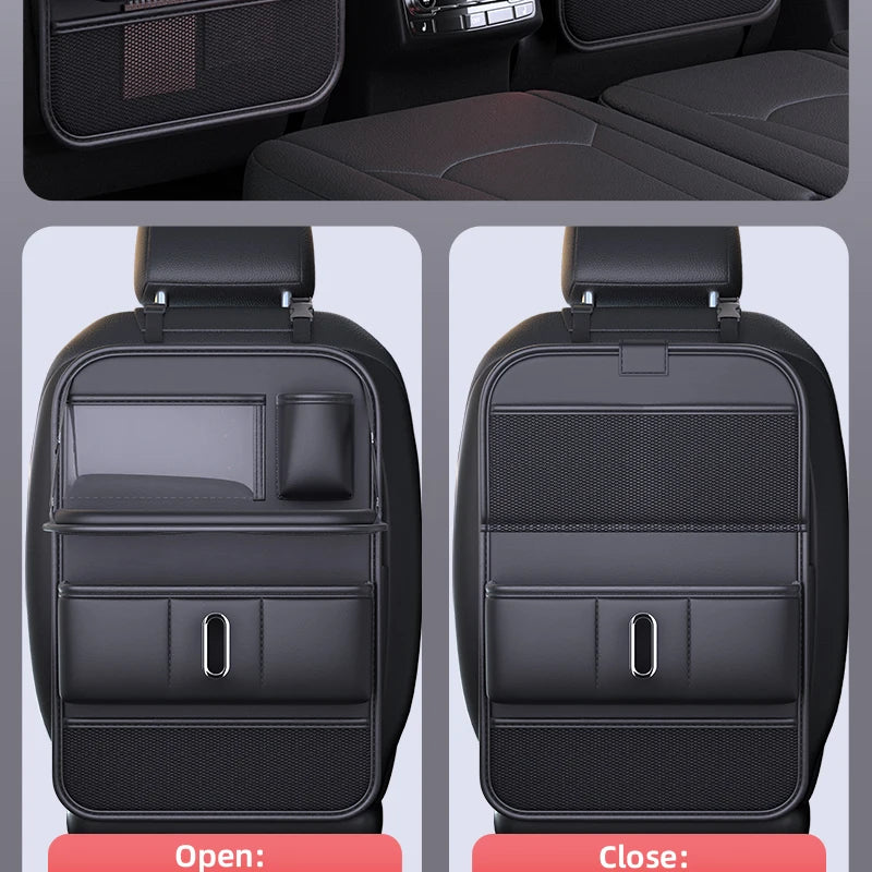 Car Seat Back Organizer for Kids with Foldable Tray Multi-Pocket Storage Bag Wear-Resistant Anti-Kick Pad Backseat Organization