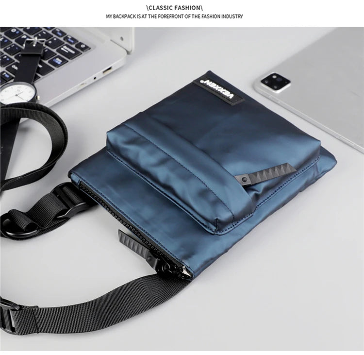 Messenger Sling Bags For Men Casual PU Leather Zipper Crossbody Pouch Simple Mini Crossbody Phone Bag Male Side Shoulder Bag