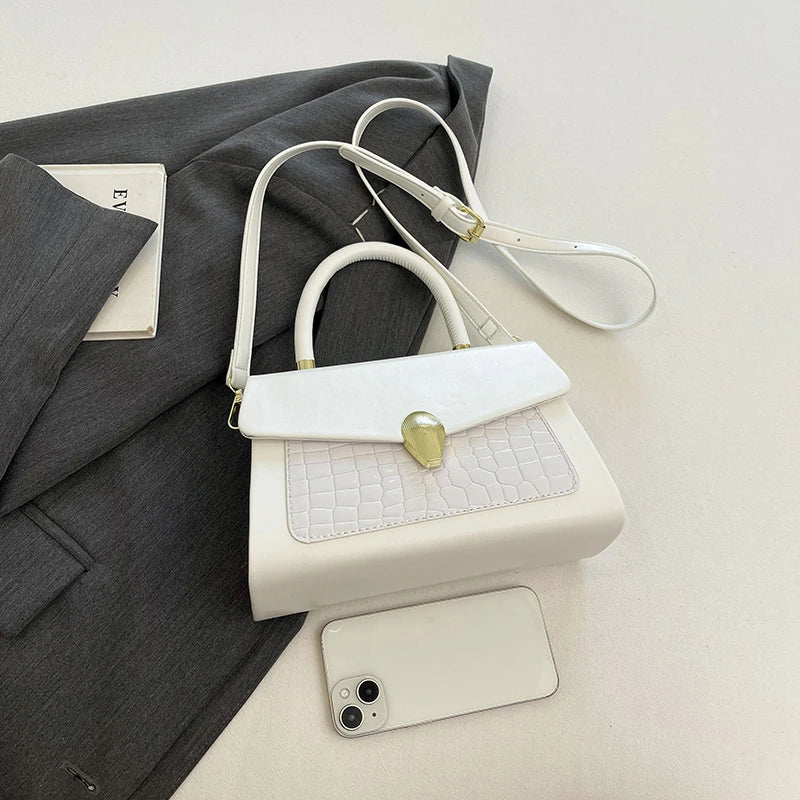 Luxury Black Handbag Classic Women Bag 2024 New Designer Shoulder Bag High Quality Solid Pu Leather Crossbody Small Square Bag