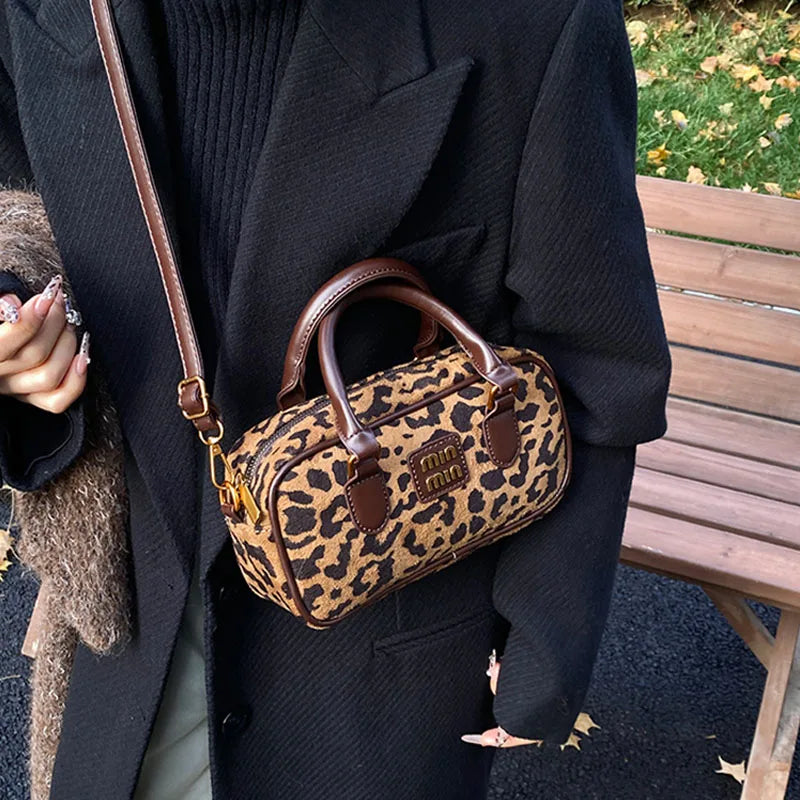 Luxury Brand Women Bag 2024 Winter Handbag Phone Purse Fashion Hobo Bag Satchel Retro Leopard Print Lady Shoulder Crossbody Bags