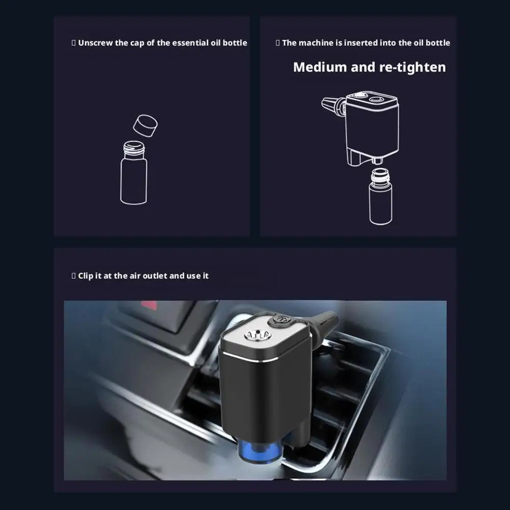 Smart Car Aromatherapy Diffuser Essential Oil Mist Humidifier Air Freshener Vent Clip Fragrance Diffuser For Auto Aromatherapy