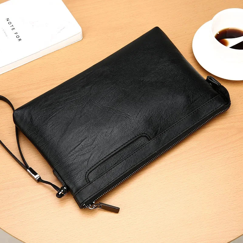 Fashion Brand Design Business Clutch Bag High Quality PU Leather Envelope Bags Casual Travel Men's Wallet Cell Phone Pocket